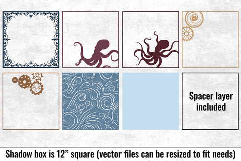 Steampunk Octopus layered art laser cut files SVG Angel on Empire 