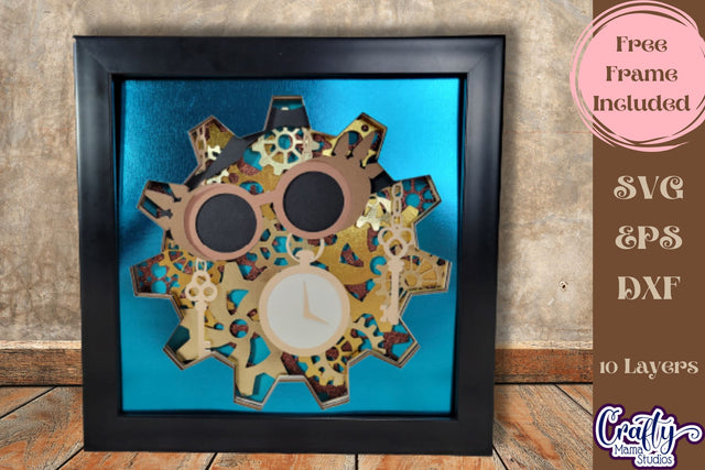 Steampunk Svg Shadow Box, 3D Layered Victorian Gears File SVG Crafty Mama Studios 