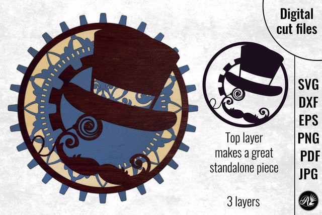 Steampunk Top Hat, Monocle and Mustache SVG Angel on Empire 