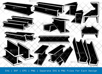 Steel Beam Silhouette, Steel Beam SVG, Ironworker Svg, Beam Svg, Construction Tool Svg, Steel Beam Bundle, SB00875 SVG ETC Craft 