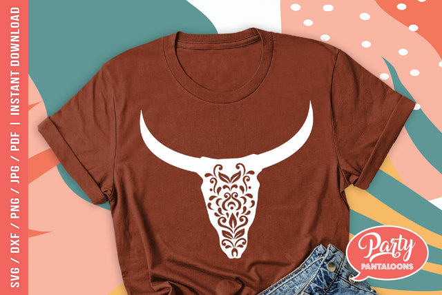 STEER SKULL | western, cowboy style, bohemian SVG SVG Partypantaloons 
