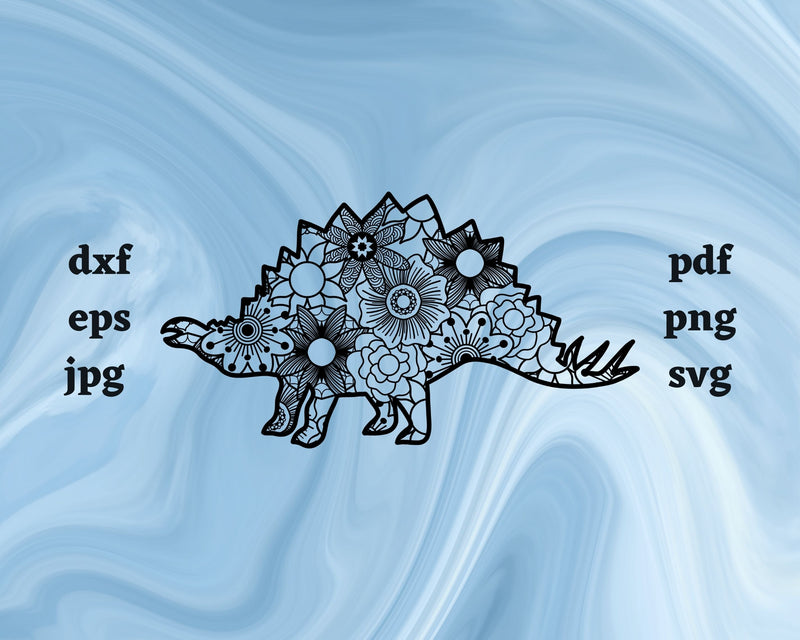 Stegosaurus Mandala SVG Cut File SVG Northern Light SVG 