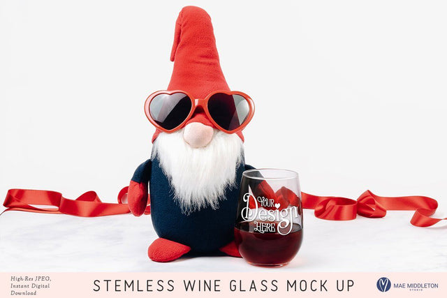 Stemless Wine Glass craft mock up, styled photo for Valentine's day Mock Up Photo Mae Middleton Studio 