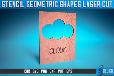 Stencil Geometric Shapes Laser Cut SVG | Stencil Design Laser Cut SVG Design | CNC Files SVG Fly Design 