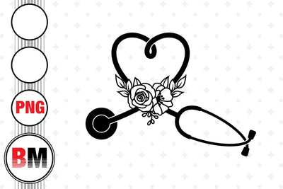 Stethoscope Flower Floral PNG Files Sublimation BMDesign 
