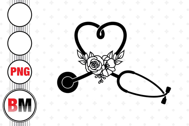 Stethoscope Flower Floral PNG Files Sublimation BMDesign 