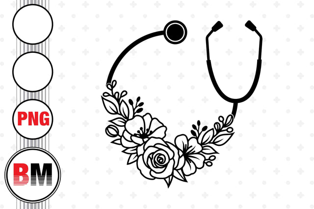 Stethoscope Flower Floral PNG Files Sublimation BMDesign 