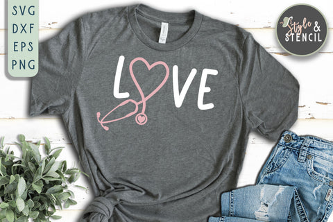Stethoscope Heart Love SVG - PNG, DXF, SVG, EPS, Cut File SVG Style and Stencil 