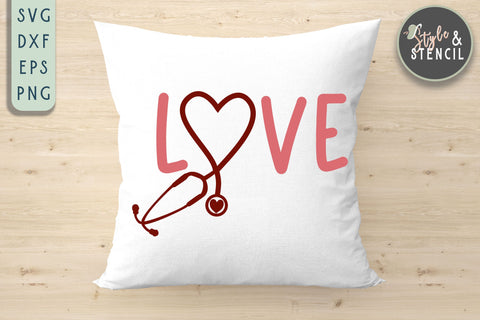 Stethoscope Heart Love SVG - PNG, DXF, SVG, EPS, Cut File SVG Style and Stencil 