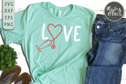 Stethoscope Heart Love SVG - PNG, DXF, SVG, EPS, Cut File SVG Style and Stencil 
