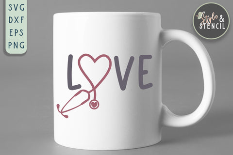 Stethoscope Heart Love SVG - PNG, DXF, SVG, EPS, Cut File SVG Style and Stencil 