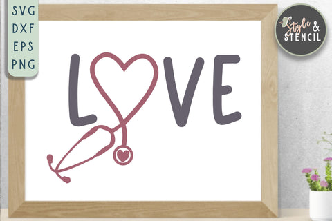 Stethoscope Heart Love SVG - PNG, DXF, SVG, EPS, Cut File SVG Style and Stencil 