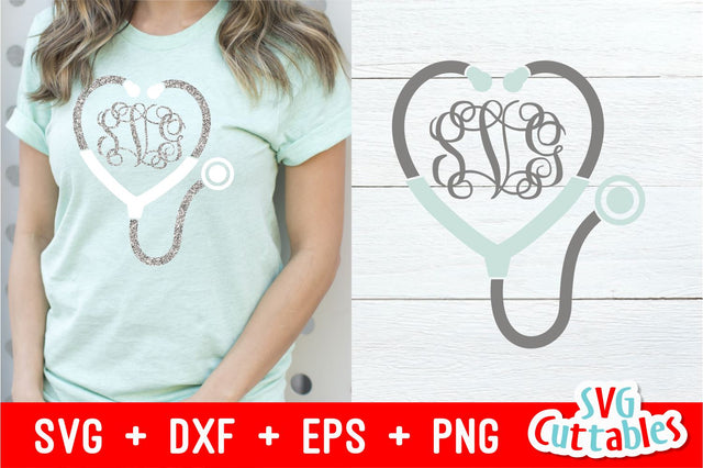 Stethoscope Monogram frame SVG Svg Cuttables 