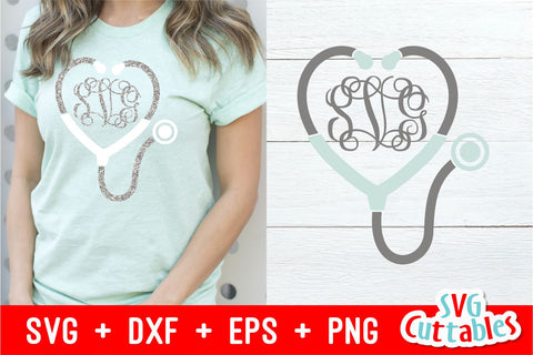 Stethoscope Monogram frame SVG Svg Cuttables 