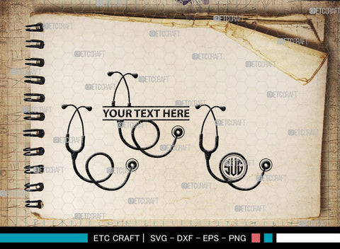 Stethoscope Monogram, Stethoscope Silhouette, Stethoscope SVG, Nurse Stethoscope Svg, Doctor Stethoscope Svg, Medical Icons Svg, SB00158 SVG ETC Craft 