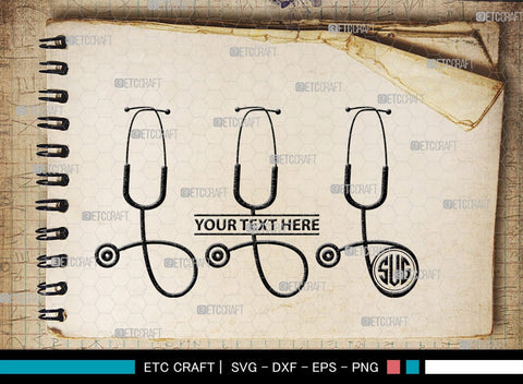 Stethoscope Monogram, Stethoscope Silhouette, Stethoscope SVG, Nurse Stethoscope Svg, Doctor Stethoscope Svg, Medical Icons Svg, SB00158 SVG ETC Craft 