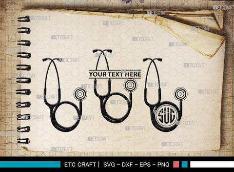 Stethoscope Monogram, Stethoscope Silhouette, Stethoscope SVG, Nurse Stethoscope Svg, Doctor Stethoscope Svg, Medical Icons Svg, SB00158 SVG ETC Craft 