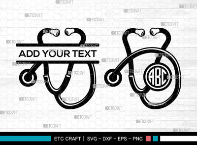 Stethoscope Monogram SVG, Circle Monogram, Nursing Svg, Stethoscope Icon Svg, Doctor Stethoscope Svg, Stethoscope SVG ETC Craft 