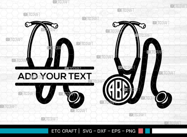 Stethoscope Monogram SVG, Circle Monogram, Nursing Svg, Stethoscope Icon Svg, Doctor Stethoscope Svg, Stethoscope SVG ETC Craft 
