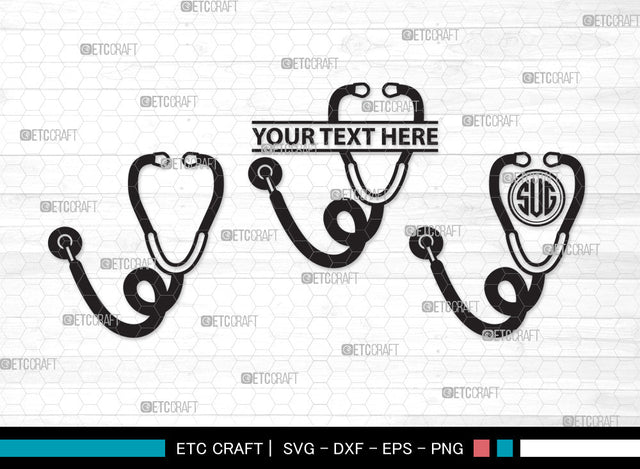 Stethoscope Monogram SVG, Stethoscope Heart Svg, Nurse Stethoscope Svg, Doctor Stethoscope Svg, Medical Icons Svg, Stethoscope Svg, Stethoscope Monogram SVG ETC Craft 