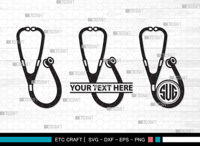 Stethoscope Monogram SVG, Stethoscope Heart Svg, Nurse Stethoscope Svg, Doctor Stethoscope Svg, Medical Icons Svg, Stethoscope Svg, Stethoscope Monogram SVG ETC Craft 