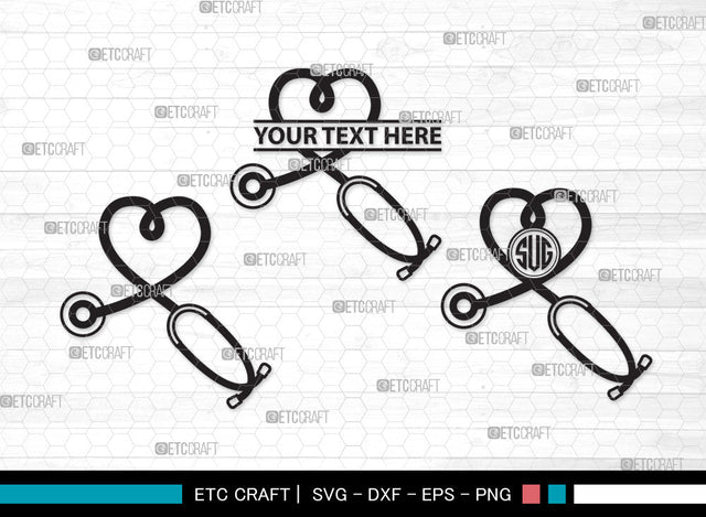 Stethoscope Monogram SVG, Stethoscope Heart Svg, Nurse Stethoscope Svg, Doctor Stethoscope Svg, Medical Icons Svg, Stethoscope Svg, Stethoscope Monogram SVG ETC Craft 