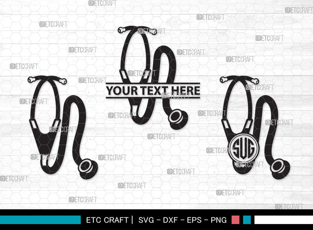 Stethoscope Monogram SVG, Stethoscope Heart Svg, Nurse Stethoscope Svg, Doctor Stethoscope Svg, Medical Icons Svg, Stethoscope Svg, Stethoscope Monogram SVG ETC Craft 