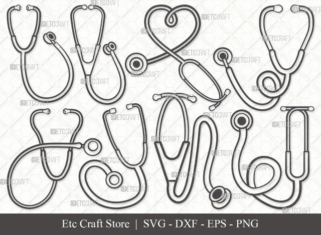 Stethoscope Outline SVG Cut File | Stethoscope Heart Svg | Nurse Stethoscope Svg | Doctor Stethoscope Svg | Medical Icons Svg | Stethoscope Svg | Stethoscope Svg Bundle SVG ETC Craft 