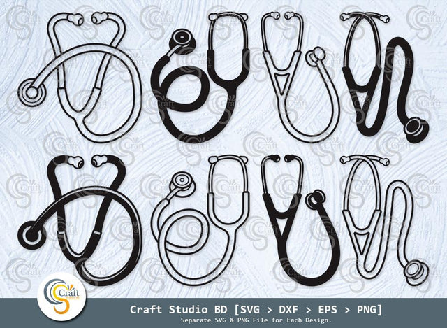 Stethoscope Silhouette, Stethoscope SVG, Nursing Svg, Stethoscope Icon Svg, Doctor Stethoscope Svg, Stethoscope Bundle SVG ETC Craft 