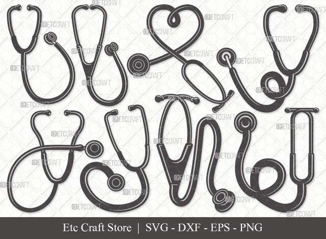 Stethoscope Silhouette SVG Cut File | Stethoscope Heart Svg | Nurse Stethoscope Svg | Doctor Stethoscope Svg | Medical Icons Svg | Stethoscope Svg | Stethoscope Svg Bundle SVG ETC Craft 