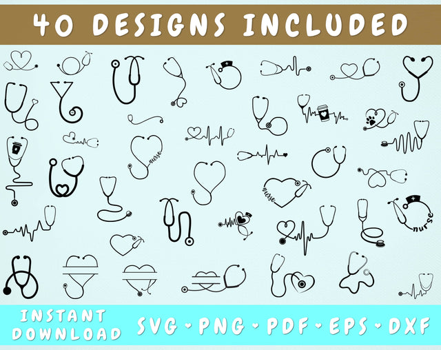 Stethoscope SVG Bundle - 40 Designs SVG HappyDesignStudio 