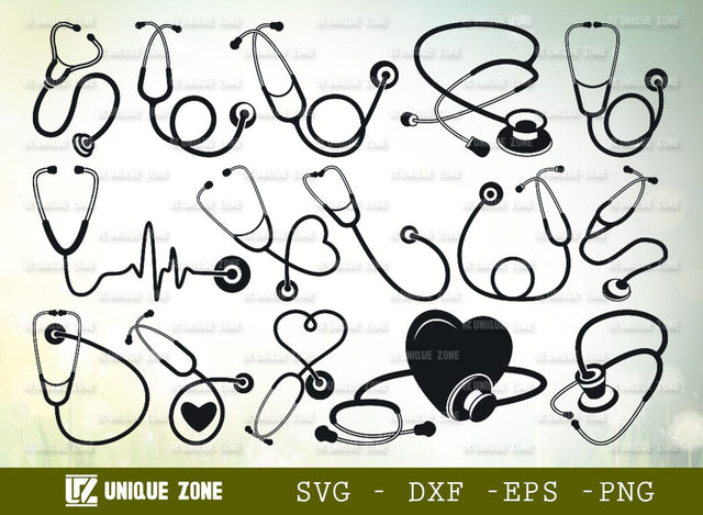 Stethoscope SVG Bundle, Heart Stethoscope Svg, Nurse Life Svg, Stethoscope Heartbeat Svg, Nurse Stethoscope SVG Unique Zone 