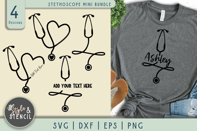 Stethoscope SVG Bundle SVG Style and Stencil 