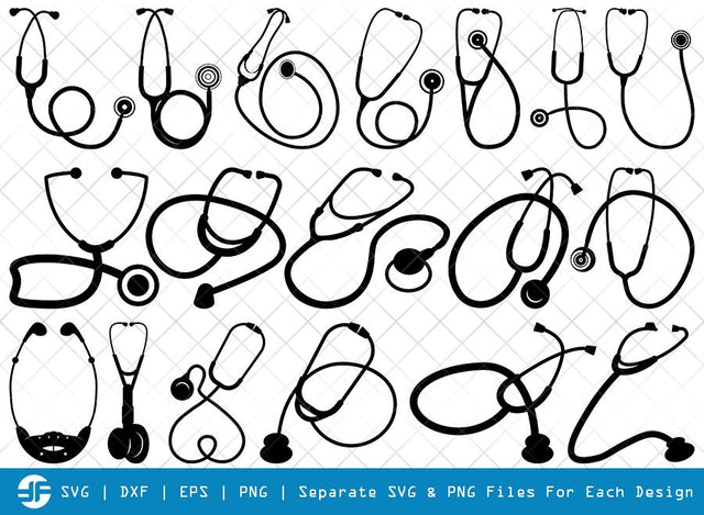 Stethoscope SVG Cut Files | Nurse Stethoscope Silhouette SVG ETC Craft 