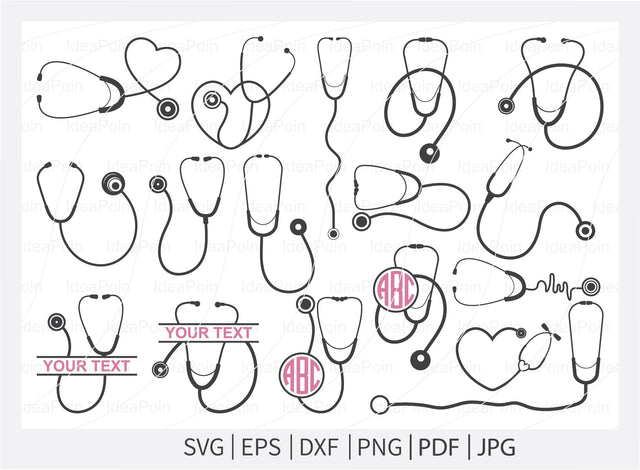 Stethoscope SVG, Nurse SVG, Stethoscope split Monogram, Stethoscope Clipart, Stethoscope Monogram, Stethoscope Silhouette, Stethoscope Name SVG Dinvect 