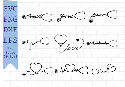 Stethoscope SVG, Stethoscope Heartbeat, Doctor SVG, Nurse SVG SVG Artstoredigital 