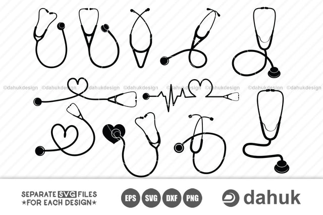 Stethoscope SVG,Stethoscope Silhouettes,Stethoscope,Cut file,for silhouette,svg,eps,dxf,png,digital art,clipart SVG dahukdesign 