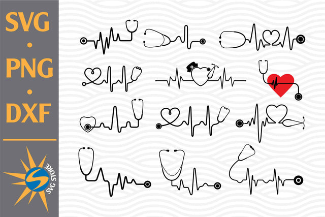 Sthethoscope Heartbeat SVG, PNG, DXF Digital Files Include SVG SVGStoreShop 