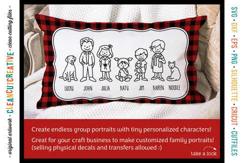STICK FAMILY cartoon figures portrait people SVG cutfile - So Fontsy