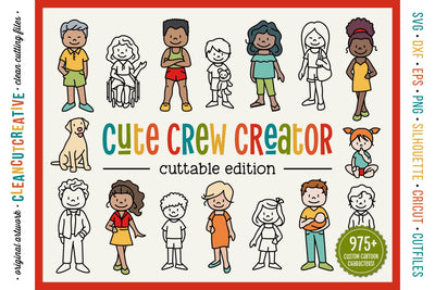 STICK FAMILY PORTRAIT create custom figures | 975+ cartoon people SVG cutfile SVG CleanCutCreative 