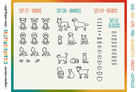 STICK FAMILY PORTRAIT create custom figures | 975+ cartoon people SVG cutfile SVG CleanCutCreative 