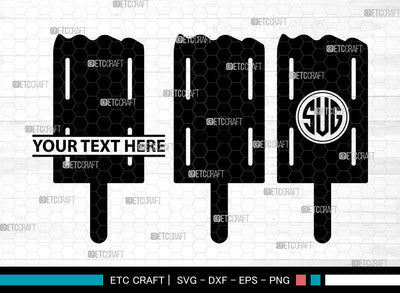 Stick Ice Cream Icons Monogram, Ice Cream Svg, Sweet Ice Cream Svg, Ice creams, Ice Lolly, Ice Cream Monogram, Icon Monogram, Svg Cut File, Dxf, Eps, Png, SVG ETC Craft 