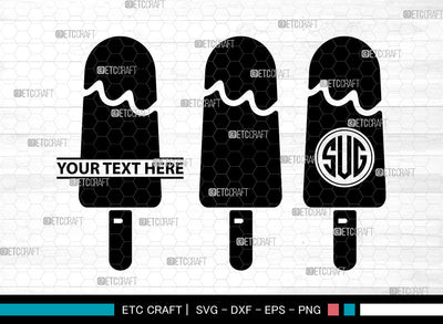 Stick Ice Cream Icons Monogram, Ice Cream Svg, Sweet Ice Cream Svg, Ice creams, Ice Lolly, Ice Cream Monogram, Icon Monogram, Svg Cut File, Dxf, Eps, Png, SVG ETC Craft 