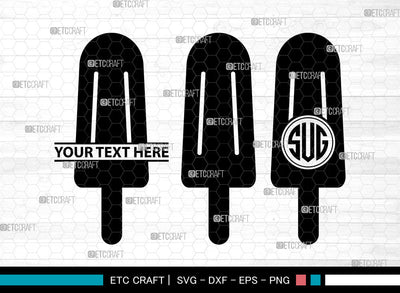 Stick Ice Cream Icons Monogram, Ice Cream Svg, Sweet Ice Cream Svg, Ice creams, Ice Lolly, Ice Cream Monogram, Icon Monogram, Svg Cut File, Dxf, Eps, Png, SVG ETC Craft 
