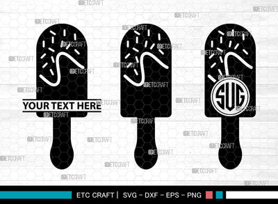 Stick Ice Cream Icons Monogram, Ice Cream Svg, Sweet Ice Cream Svg, Ice creams, Ice Lolly, Ice Cream Monogram, Icon Monogram, Svg Cut File, Dxf, Eps, Png, SVG ETC Craft 
