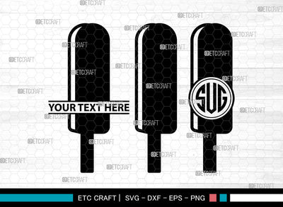 Stick Ice Cream Icons Monogram, Ice Cream Svg, Sweet Ice Cream Svg, Ice creams, Ice Lolly, Ice Cream Monogram, Icon Monogram, Svg Cut File, Dxf, Eps, Png, SVG ETC Craft 