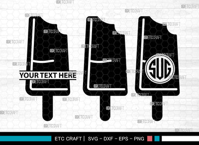 Stick Ice Cream Icons Monogram, Ice Cream Svg, Sweet Ice Cream Svg, Ice creams, Ice Lolly, Ice Cream Monogram, Icon Monogram, Svg Cut File, Dxf, Eps, Png, SVG ETC Craft 