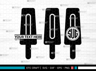 Stick Ice Cream Icons Monogram, Ice Cream Svg, Sweet Ice Cream Svg, Ice creams, Ice Lolly, Ice Cream Monogram, Icon Monogram, Svg Cut File, Dxf, Eps, Png, SVG ETC Craft 