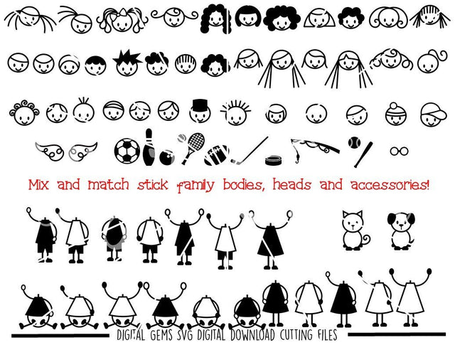 Stick people SVG / DXF / EPS / PNG files SVG Digital Gems