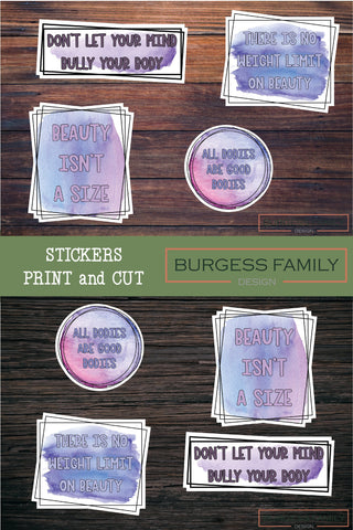 Sticker bundle Body Positivity SVG Burgess Family Design 
